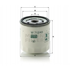 Mann Filter W712/43 Φίλτρο Λαδιού Με Βαλβίδα Φραγής Επιστροφής