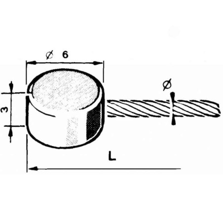 Throttle Cable With Flat End Ø6x3  Cable Diameter 1,6mm  Length 2m
