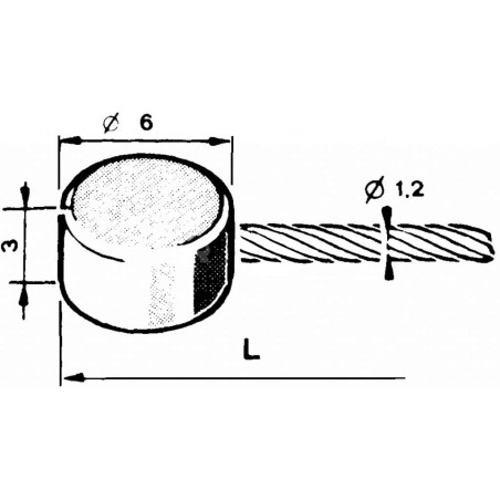 Throttle Cable With Cylindrical head Head Ø 6x3