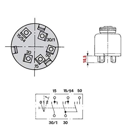 Διακόπτης Μίζας Cobo 14.109.000.11 Με 3 Θέσεις Και 5 Επαφές